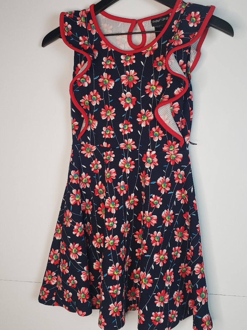 PAPER DOLL GIRLS FLORAL SLEEVELESS RUFFLED W/BELT DRESS SZ 8